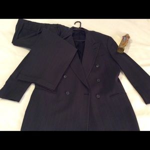 42R Pierre Cardin Double Breasted Dark Green Suit